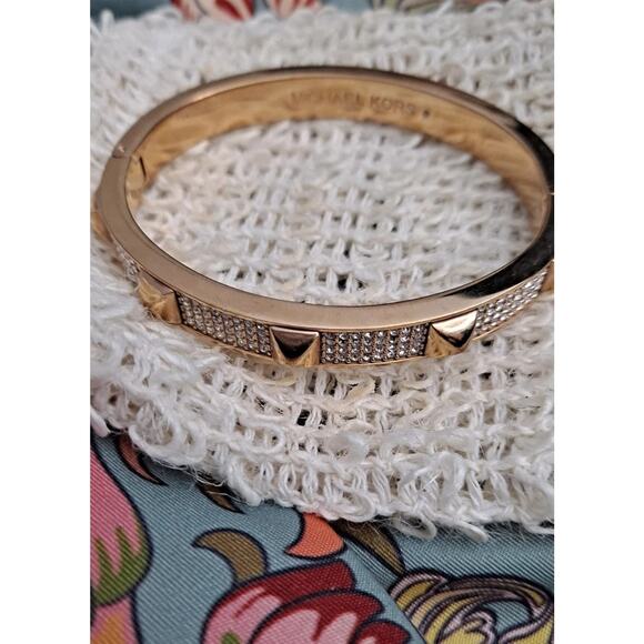 Michael Kors Bangle Pink Gold Stud Crystal Bracelet - Picture 1 of 8